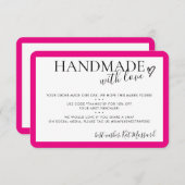 HANDMADE MIT LIEBE einfügen Moderne schicke Fuschi Dankeskarte (Vorne/Hinten)