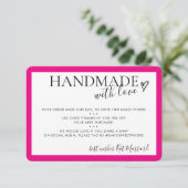 HANDMADE MIT LIEBE einfügen Moderne schicke Fuschi Dankeskarte (Stehend Vorderseite)