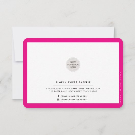 HANDMADE MIT LIEBE einfügen Moderne schicke Fuschi Dankeskarte (Rückseite)