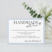 HANDMADE MIT LIEBE Einsetzen Moderne Babyblau Dankeskarte (Stehend Vorderseite)