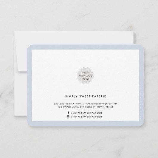 HANDMADE MIT LIEBE Einsetzen Moderne Babyblau Dankeskarte (Rückseite)