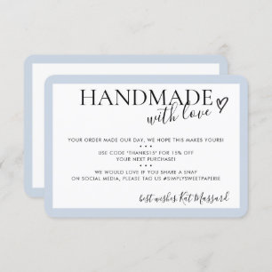 HANDMADE MIT LIEBE Einsetzen Moderne Babyblau Dankeskarte