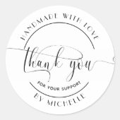 Handmade mit Liebe Elegant Vielen Dank Aufkleber (Vorderseite)