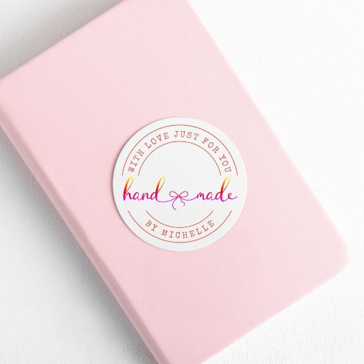 Handmade mit Liebe Eleganter Script-Aufkleber Runder Aufkleber