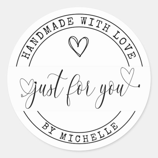 Handmade mit Liebe Eleganter Script Sticker (Vorderseite)