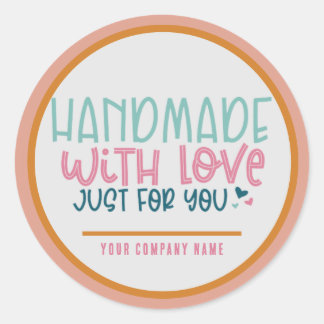 Handmade mit Liebe für Ihr maßgeschneidertes Unter Runder Aufkleber