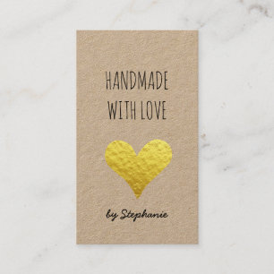 Handmade mit Liebe Gold Heart Kraft Paper Rustic Visitenkarte