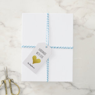 Handmade mit Liebe Gold Herz   Social Media Geschenkanhänger