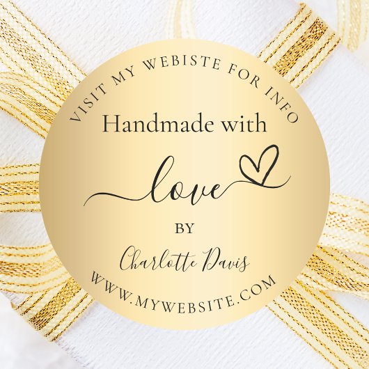 Handmade mit Liebe Gold-Name-Website Runder Aufkleber