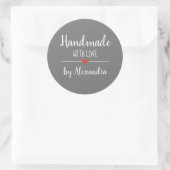 Handmade mit Liebe Graue Skriptbezeichnung Runder Aufkleber (Tasche)