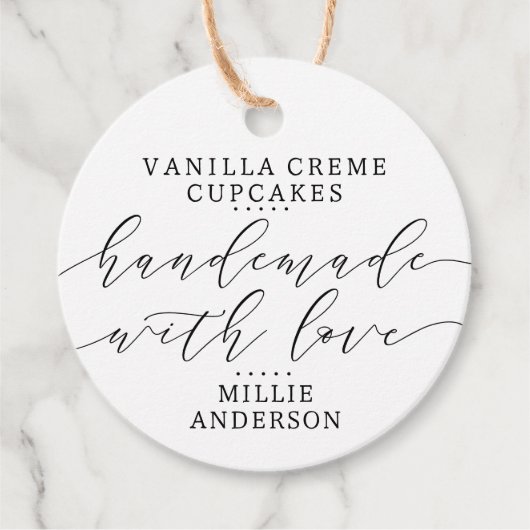 Handmade mit Liebe Handgeschriebenes Script Busine Geschenkanhänger (Vorderseite)