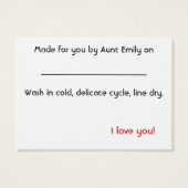 Handmade mit Liebe Hang Tag (Rückseite)