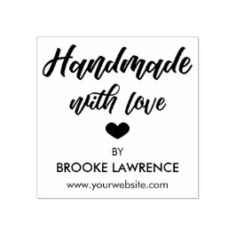 Handmade mit Liebe Herz und Name Gummistempel