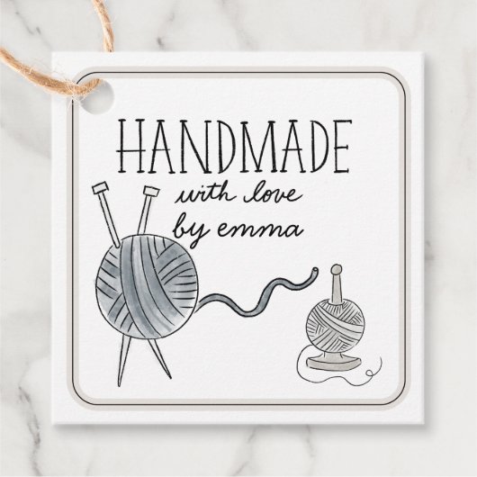 Handmade mit Liebe Knittergarn Danke Kraft Geschenkanhänger (Vorderseite)