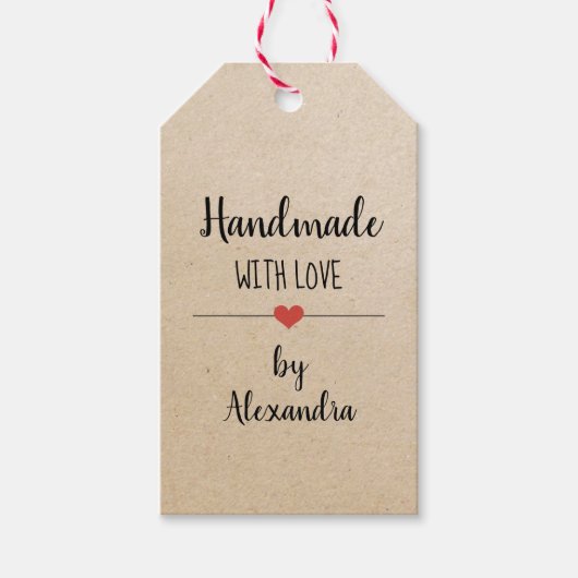 Handmade mit Liebe-kraft-Skript-benutzerdefinierte Geschenkanhänger (Vorderseite)