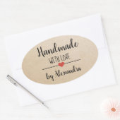 Handmade mit Liebe-kraft-Skript-Brauch Ovaler Aufkleber (Umschlag)