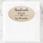 Handmade mit Liebe-kraft-Skript-Brauch Ovaler Aufkleber (Tasche)