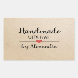 Handmade mit Liebe-kraft-Skript-Brauch Rechteckiger Aufkleber