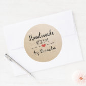 Handmade mit Liebe-kraft-Skript personalisiert Runder Aufkleber (Umschlag)