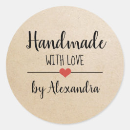 Handmade mit Liebe-kraft-Skript personalisiert Runder Aufkleber