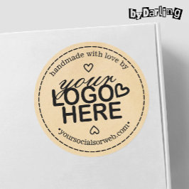 Handmade mit Liebe Logo Rustikal Runder Aufkleber