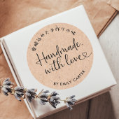 Handmade mit Liebe Minimal Kraft Herzschrift Runder Aufkleber