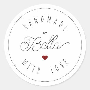 Handmade mit Liebe Minimalistische Skriptkalligraf Runder Aufkleber