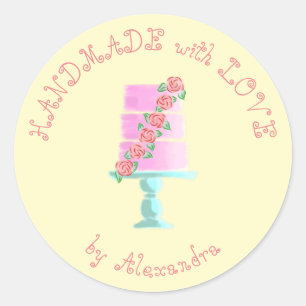 HANDMADE mit LIEBE personalisierter Tier Classic Runder Aufkleber