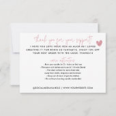 Handmade mit Liebe Pink Danke Candle Care. Mitteilungskarte (Rückseite)