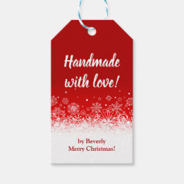 Handmade mit Liebe Red Christmas Snowflakes Geschenkanhänger