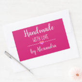 Handmade mit Liebe-Rosa-Skriptname Rechteckiger Aufkleber (Umschlag)
