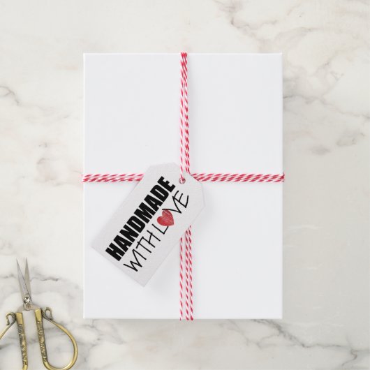 HANDMADE mit Liebe Rotes Herz Briefmarke Geschenkanhänger (Mit Garn)