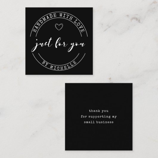 Handmade mit Liebe Script danke Karte (Vorne/Hinten)