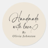 Handmade mit Liebe Script für kleine Unternehmen | Runder Aufkleber (Vorderseite)