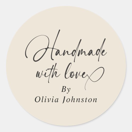 Handmade mit Liebe Script für kleine Unternehmen | Runder Aufkleber (Vorderseite)