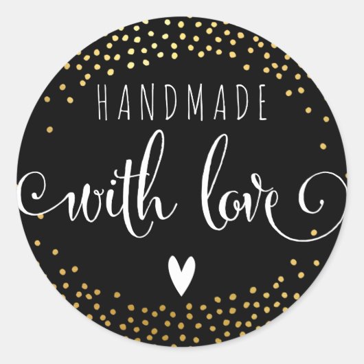 HANDMADE MIT LIEBE SIEGEL niedlicher Goldfleck Runder Aufkleber (Vorderseite)