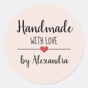 Handmade mit Liebe-Skript Runder Aufkleber