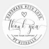 Handmade mit Liebe Vielen Dank Aufkleber (Vorderseite)