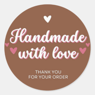 Handmade mit Liebe Vielen Dank für Ihren Bestellkr Runder Aufkleber