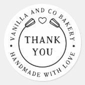 Handmade mit Liebe Vielen Dank Whisky Herz Bäckere Runder Aufkleber (Vorderseite)