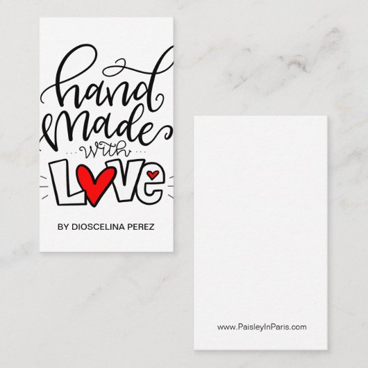HANDMADE MIT LIEBE, VISITENKARTE (Vorne/Hinten)