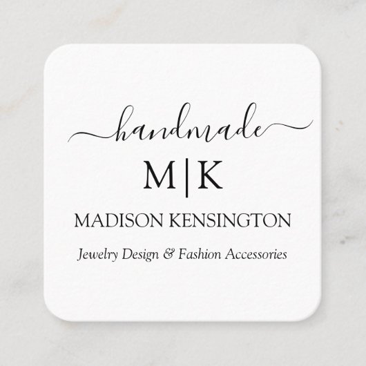 Handmade Monogram oder Add-In-Visitenkarte Quadratische Visitenkarte (Vorderseite)