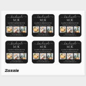 Handmade Monogram oder Add-Logo-Business 3-Foto Quadratischer Aufkleber (Blatt)