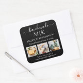 Handmade Monogram oder Add-Logo-Business 3-Foto Quadratischer Aufkleber (Umschlag)