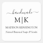 Handmade Monogram oder Add-Logo-Business Klein Quadratischer Aufkleber (Vorderseite)