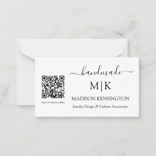 Handmade Monogram oder Add Logo Business QR Klein Mitteilungskarte (Vorderseite)