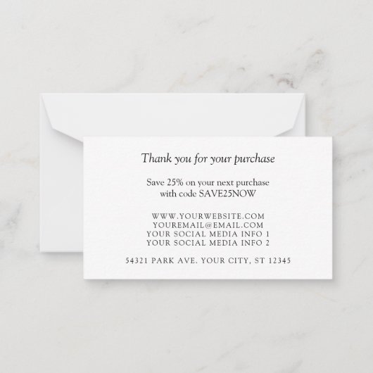 Handmade Monogram oder Add Logo Business QR Klein Mitteilungskarte (Rückseite)