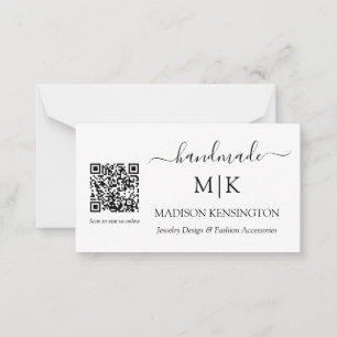Handmade Monogram oder Add Logo Business QR Klein Mitteilungskarte