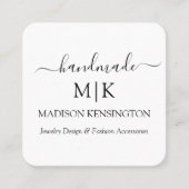 Handmade Monogram oder Add-Logo QR Business Quadratische Visitenkarte (Vorderseite)