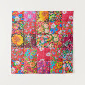 Handmade patchwork quilt with floral pattern as ba wandteppich (Vorderseite)